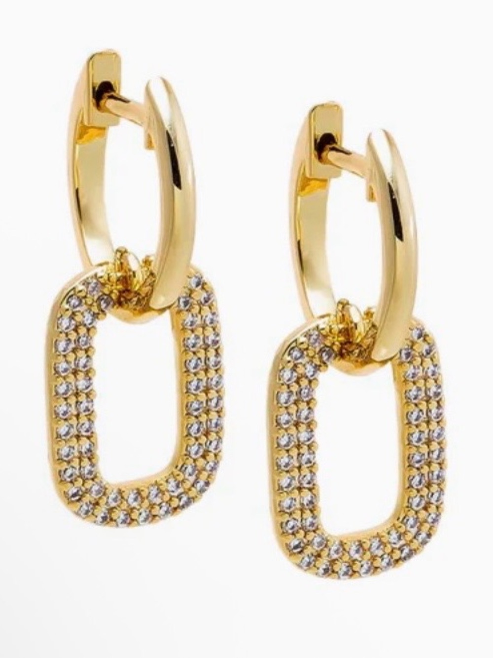 Adina Eden Double Row CZ Link Drop Gold  Earrings Sold Out Online